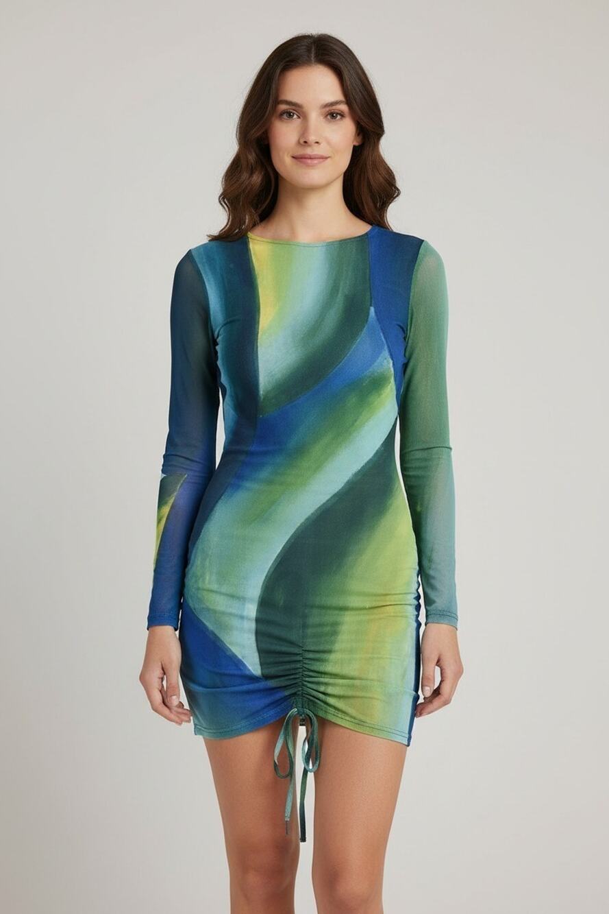 A3 Auth FARAI LONDON X REVOLVE Original Emerald Ocean Mesh Indah Dress Size M